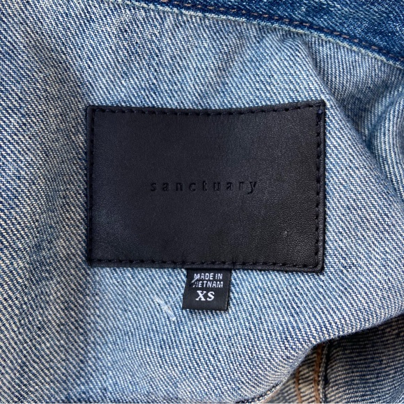 Sanctuary Denim Jacket Raw Hem Distressed - Picture 4 of 5